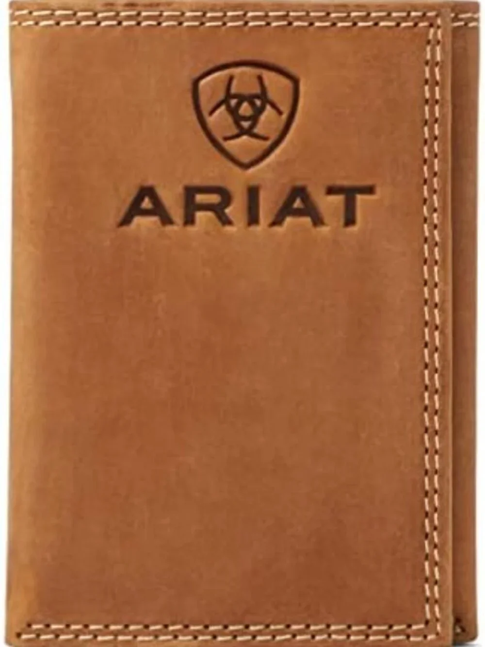 Men's Leather Trifold Wallet, Embossed Design, Stylish Medium Brown Accessory